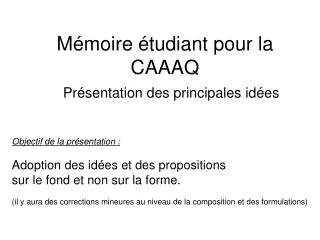 m moire tudiant pour la caaaq