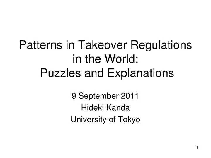 patterns in takeover regulations in the world puzzles and explanations