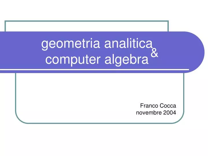 geometria analitica computer algebra