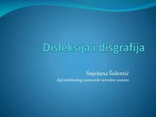 disleksija i disgrafija