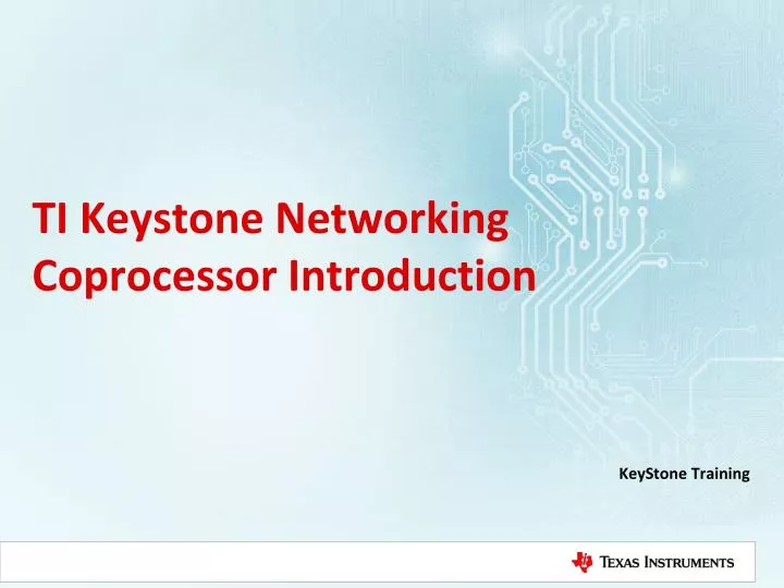 ti keystone networking coprocessor introduction