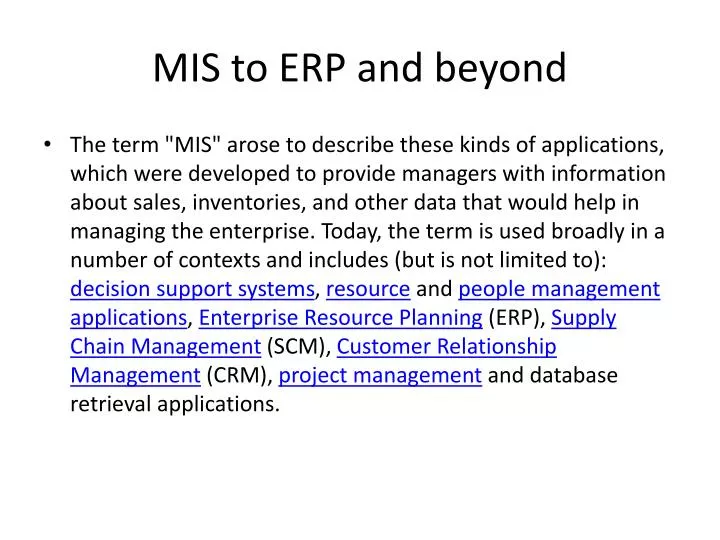 mis to erp and beyond