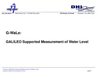 G-WaLe: GALILEO Supported Measurement of Water Level