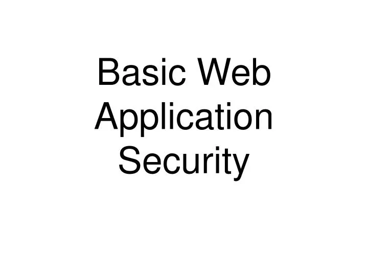basic web application security