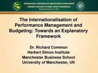 The Internationalisation of Performance Management and Budgeting: Towards an Explanatory Framework