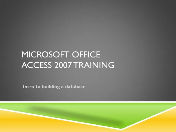 microsoft office access 2007 training