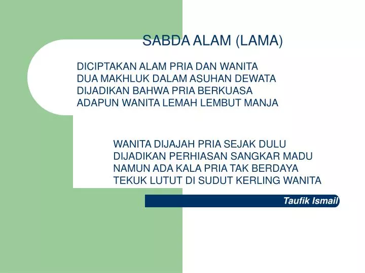 sabda alam lama