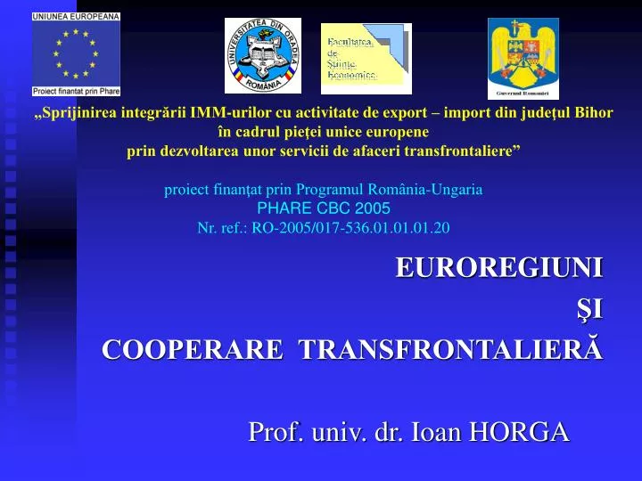 e uroregiuni i cooperare transfrontalier prof univ dr ioan horga