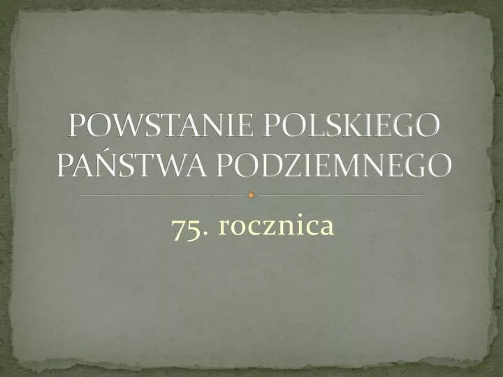 powstanie polskiego pa stwa podziemnego