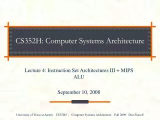 CS352H: Computer Systems Architecture