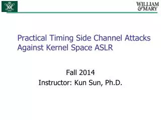 Practical Timing Side Channel Attacks Against Kernel Space ASLR