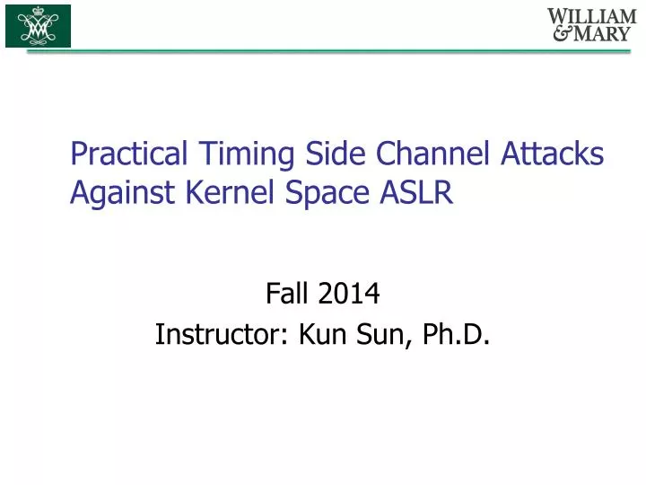 practical timing side channel attacks against kernel space aslr