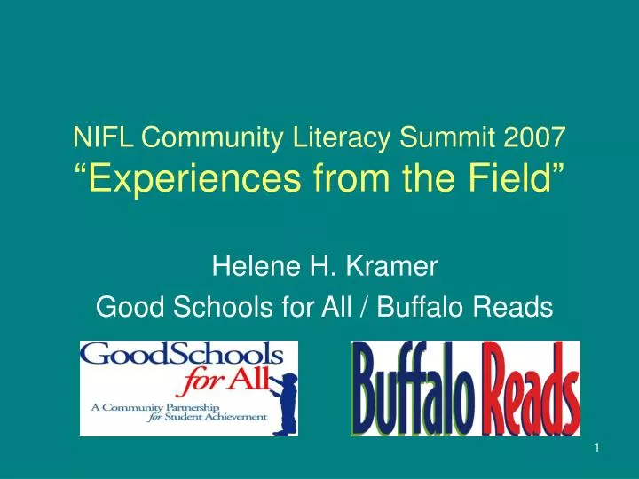 nifl community literacy summit 2007 experiences from the field