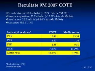 rezultate 9m 2007 cote