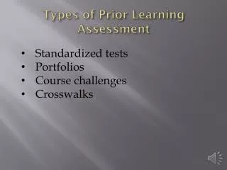 Types of Prior Learning Assessment