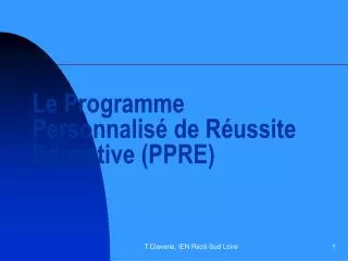 le programme personnalis de r ussite educative ppre