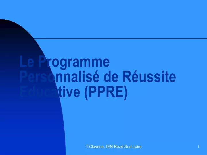 le programme personnalis de r ussite educative ppre