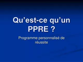 qu est ce qu un ppre