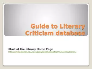 Guide to Literary Criticism database