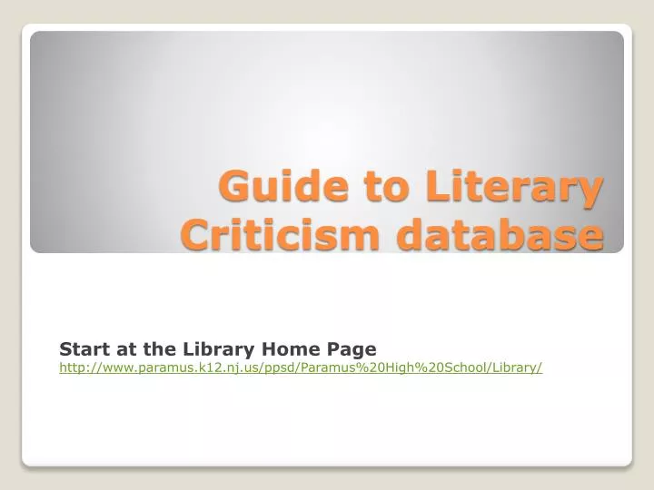 guide to literary criticism database
