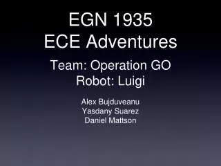 EGN 1935 ECE Adventures Team: Operation GO Robot: Luigi