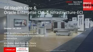 GE Health Care &amp; Oracle Enterprise Cloud Infrastructure-ECI