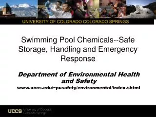 Swimming Pool Chemicals--Safe Storage, Handling and Emergency Response