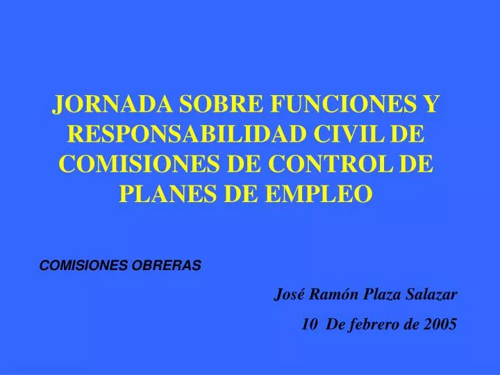 jornada sobre funciones y responsabilidad civil de comisiones de control de planes de empleo