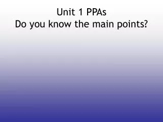 Unit 1 PPAs Do you know the main points?