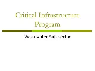 Critical Infrastructure Program