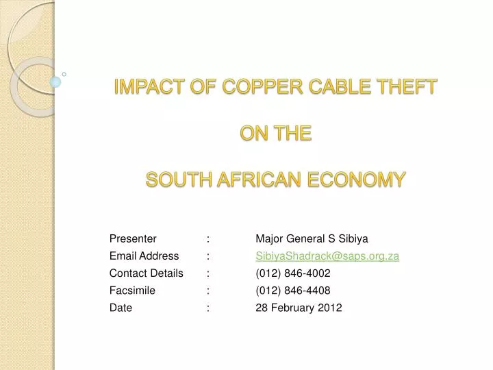 impact of copper cable theft on the south african economy