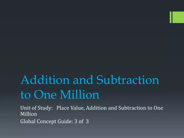 addition and subtraction to one million