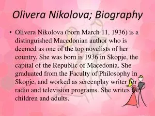 Olivera Nikolova; Biography