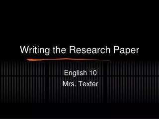 Writing the Research Paper