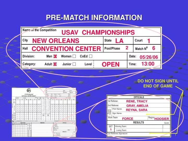 pre match information