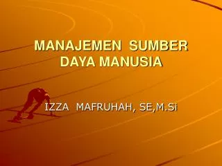 manajemen sumber daya manusia