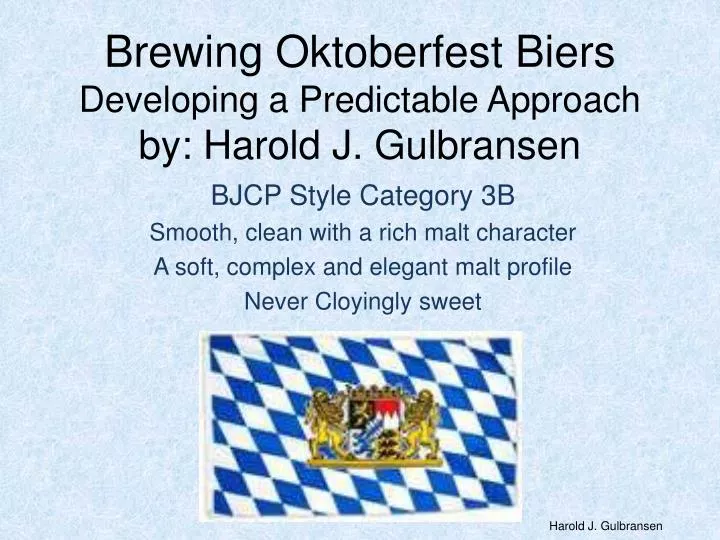 brewing oktoberfest biers developing a predictable approach by harold j gulbransen