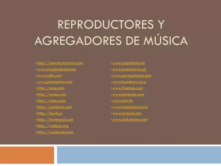 reproductores y agregadores de m sica