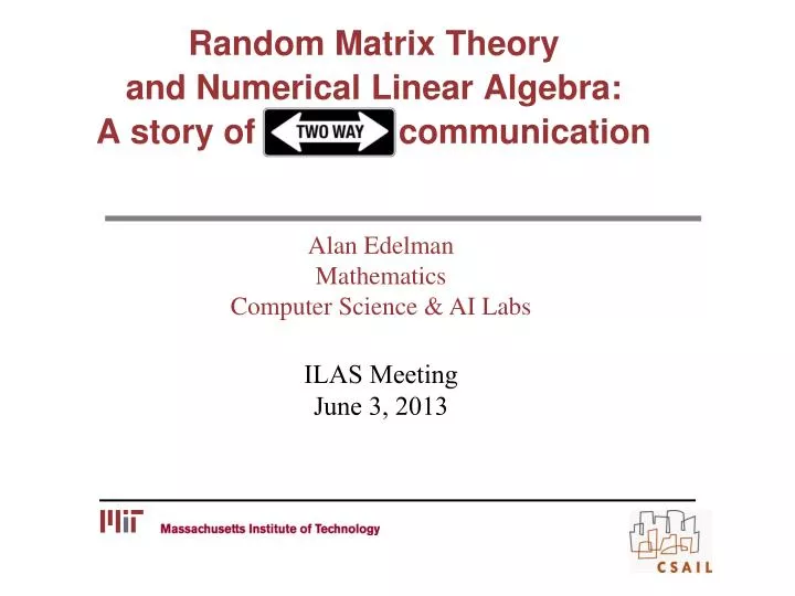 random matrix theory and numerical linear algebra a story of communication