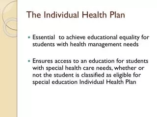 the individual health plan