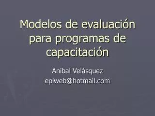 modelos de evaluaci n para programas de capacitaci n
