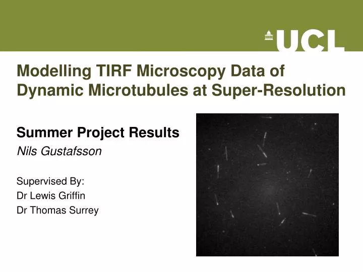 modelling tirf microscopy data of dynamic microtubules at super resolution