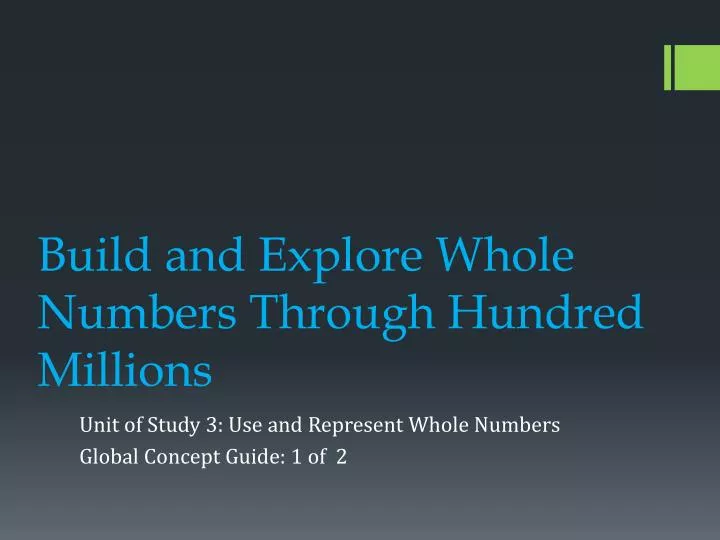 build and explore whole numbers through hundred millions