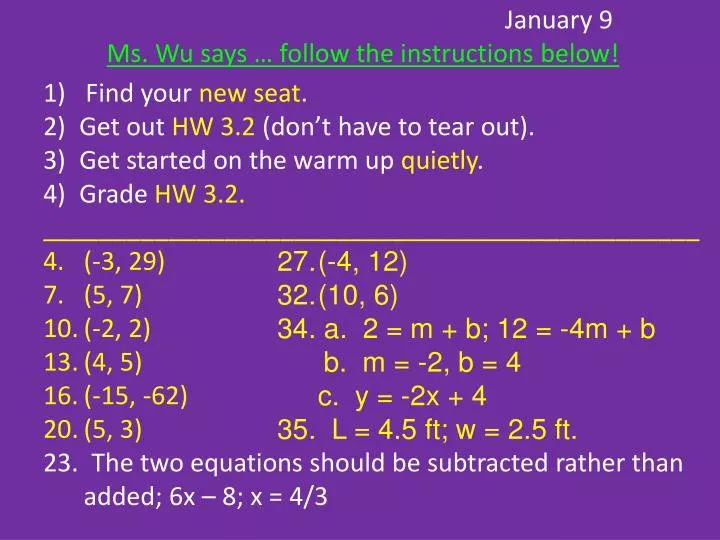 january 9 ms wu says follow the instructions below