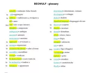 BEOWULF - glossary