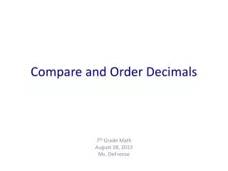 Compare and Order Decimals