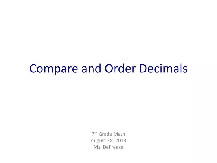 compare and order decimals