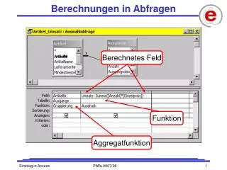 berechnungen in abfragen