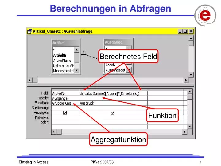 berechnungen in abfragen