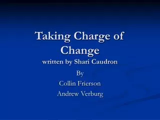 Taking Charge of Change written by Shari Caudron